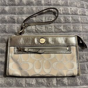 Coach Shimmering Silver Wristlet